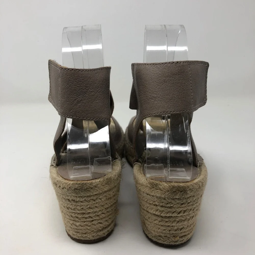 Eileen Fisher Willow Espadrille Wedge Sandal Womens 8 Beige Wide Strap Boho